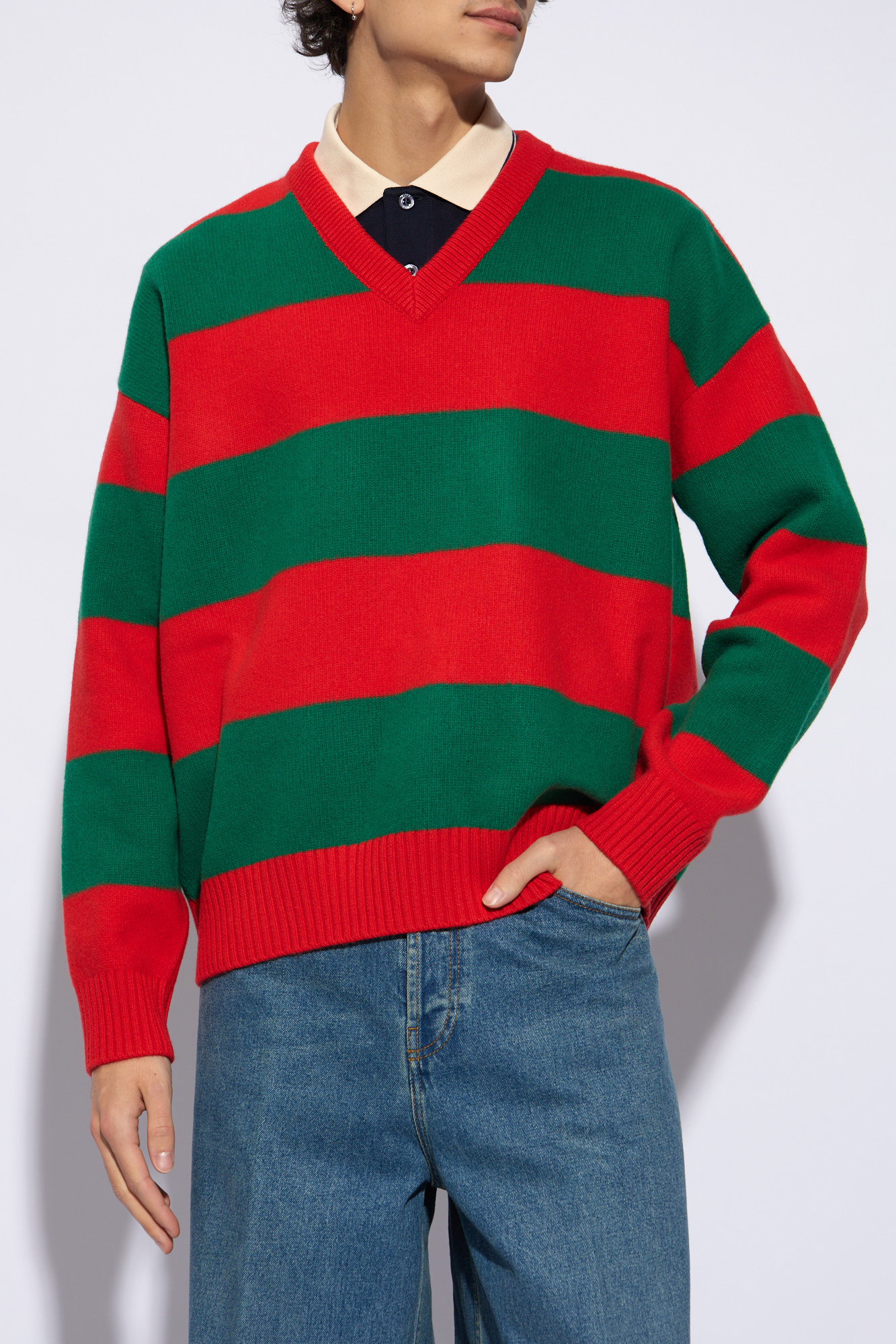 Authentic Gucci men sweater red/ green stripes orders size large